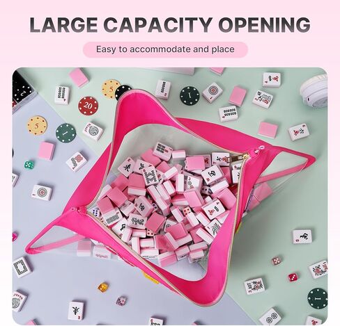 Clear Mahjong Tile Bag with Zipper, Waterproof Empty American Mahjong Storage Bag with Letters, Tile Holder for Game Accessories, Bag Only (Vibrant Rosered) in Saudi Arabia