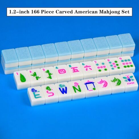 American Mahjong Set 166 Mahjong Tile Set 1.2-inch Carved Blue American Mahjong Tile Set in Saudi Arabia