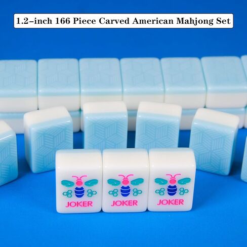 American Mahjong Set 166 Mahjong Tile Set 1.2-inch Carved Blue American Mahjong Tile Set in Saudi Arabia