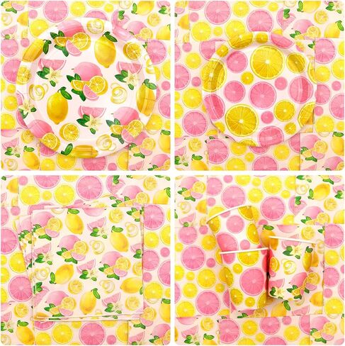 Lemon Birthday Party Decorations for Girl - Pink Lemon Party Supplies including Banner, Plate, Cake Topper, Cup, Napkin, Balloon, Tablecloth - Serves 20 in Saudi Arabia