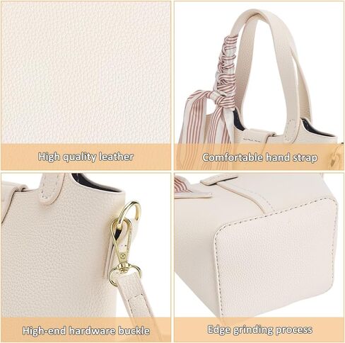 WEBEEDY DIY Leather Bucket Bag Making Kit Complete Handbag Purse Sewing Kit with Handbag Straps, Buckles, Ribbon, DIY Your Own Bucket Bag Making for Women Summer Holiday Travel Gift, Beige in Saudi Arabia