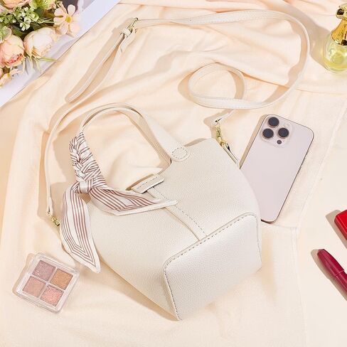 WEBEEDY DIY Leather Bucket Bag Making Kit Complete Handbag Purse Sewing Kit with Handbag Straps, Buckles, Ribbon, DIY Your Own Bucket Bag Making for Women Summer Holiday Travel Gift, Beige in Saudi Arabia