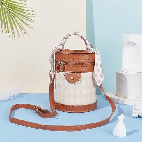 WADORN DIY PU Leather Crossbody Bag Making Kit, Shoulder Bucket Bag Making Set for Purse DIY Making Handmade Stitch Leather Bag Making Materials for DIY Handbag Accessories Shoulder Bag Making, Sienna in Saudi Arabia
