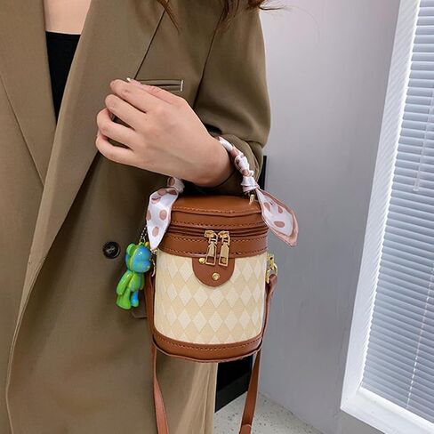 WADORN DIY PU Leather Crossbody Bag Making Kit, Shoulder Bucket Bag Making Set for Purse DIY Making Handmade Stitch Leather Bag Making Materials for DIY Handbag Accessories Shoulder Bag Making, Sienna in Saudi Arabia