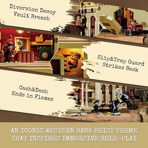 Western Bank Heist Lighting Building-Bricks Set - Wild West Outlaw Gold Heist 2875 Pcs Collection Display Set for West Lovers in Kuwait