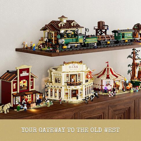 Western Bank Heist Lighting Building-Bricks Set - Wild West Outlaw Gold Heist 2875 Pcs Collection Display Set for West Lovers in Kuwait