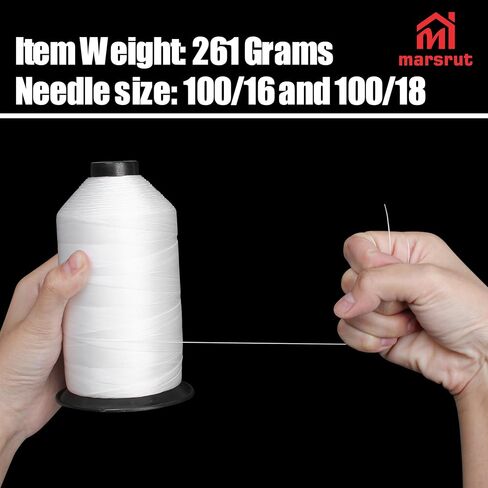 Tex 70 Bonded Nylon Thread, Size #69 (T70 or 210D), 3000yds Extra Strong & Heavy Duty Stitching Solution for Leather, Jeans, Weaving, Upholstery, Canvas, Outdoor, Marine Repair & More, White in Saudi Arabia