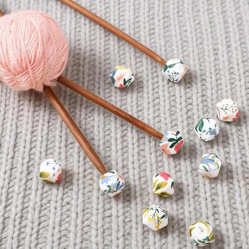 12 PCS Knitting Needle Stoppers, Tropical Hexagon Print Knitting Needle Holders Hexagon Knitting-Stitch Holders (14mm) in Saudi Arabia