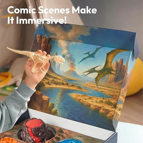 Klever Kits 3-in-1 Dinosaur Fossil Digging Kit STEM Learning Toys with Glow in The Dark Dinosaurs and Sensory Play Sand, DIY Your Own Dinosaur with 5 Color Clay, Gift for Kids Aged 6+ by Jova in Saudi Arabia