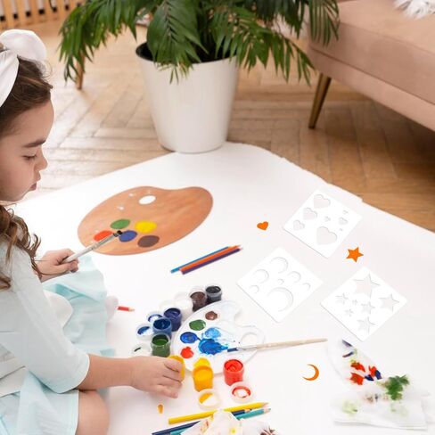 6 Pack Moon Star and Heart Stencil Set, Small Reusable Plastic Art Craft Templates Fabric Drawing Stencils for Painting on Walls, Wood, Fabric, Paper, Canvas Home Decoration DIY Craft Projects in Saudi Arabia