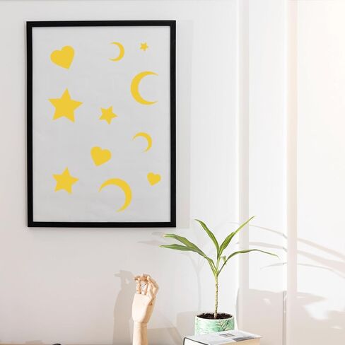 6 Pack Moon Star and Heart Stencil Set, Small Reusable Plastic Art Craft Templates Fabric Drawing Stencils for Painting on Walls, Wood, Fabric, Paper, Canvas Home Decoration DIY Craft Projects in Saudi Arabia
