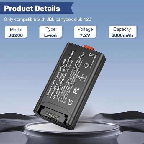 Fancy Buying 6000mAh Rechargeable Battery Pack Compatible with JBL PartyBox Club 120 and JBL Battery 200 Portable Speaker Perfect Replacement for JBL Party Box Club 120 Lithium-ion Spare Battery in Saudi Arabia