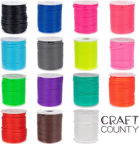 أنابيب مطاطية مجوفة من Craft County - للفنون والحرف اليدوية وصناعة المجوهرات - أسود (3 مم × 25 قدم) in Kuwait