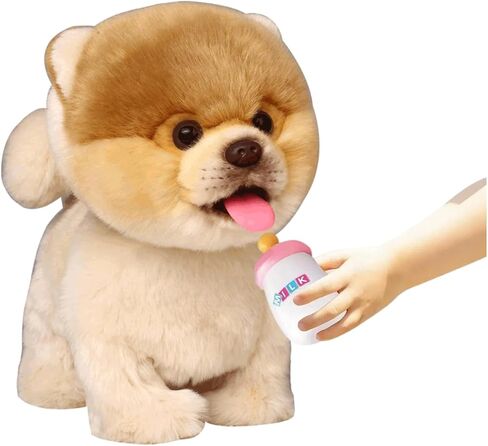 قطة دوول تفاعلية للحيوانات الاليفة من كيو-ميت، لعبة القط الكهربائية المخملية، قطة روبوت محشوة مع المشي / الإيماءات / اهتزاز الذيل / النباح / شرب الحليب، هدية للبنات والاولاد in Kuwait