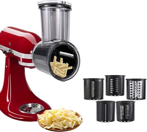 ملحق القطاعة/التقطيع المتوافق مع خلاطات حامل كيتشن إيد، 5 شفرات من الفولاذ المقاوم للصدأ مع شفرات قابلة للفصل لبشر الجبن والخضروات والسلطة وتقطيع الطعام in Kuwait