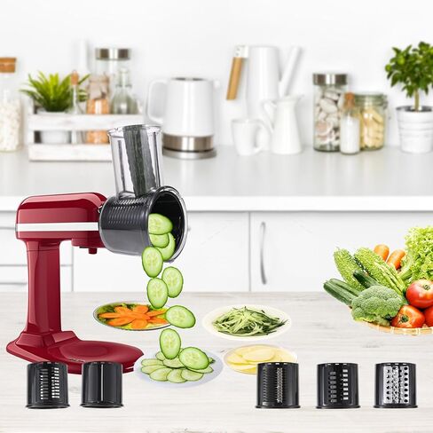 ملحق القطاعة/التقطيع المتوافق مع خلاطات حامل كيتشن إيد، 5 شفرات من الفولاذ المقاوم للصدأ مع شفرات قابلة للفصل لبشر الجبن والخضروات والسلطة وتقطيع الطعام in Kuwait