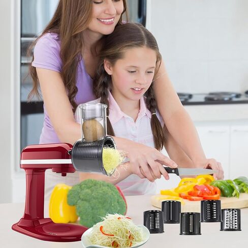 ملحق القطاعة/التقطيع المتوافق مع خلاطات حامل كيتشن إيد، 5 شفرات من الفولاذ المقاوم للصدأ مع شفرات قابلة للفصل لبشر الجبن والخضروات والسلطة وتقطيع الطعام in Kuwait