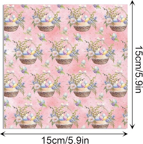 24 Design Easter Scrapbook Paper 6x6 Spring Cardstock Decorative Decoupage Double Sided Rabbit Eggs Flower Basket Patterned Scrapbooking Supplies Origami Papers for Card Making Craft Supplies in Saudi Arabia
