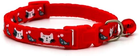 Adjustable cat Collar with Cute Pattern and Safety Bell. (Red) in Saudi Arabia