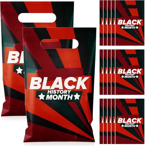 Eersida 100 Pieces Plastic Black History Month Gift Bags Bulk African Treat Bags Black History Month Candy Goodie Bags with Handle Black Merchandise Bags for Black History Month Party Favor Supplies in Saudi Arabia