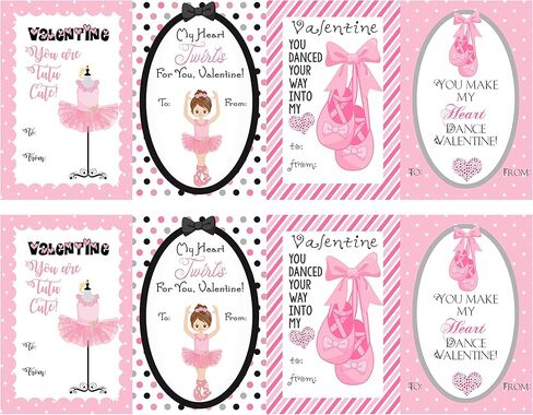 Silly Goose Gifts Dance Ballet Themed Valentine's Day Cards Set Pack (24 Included) Ballerina Classroom Sharing Valentine Exchange Kids in Saudi Arabia