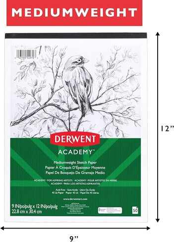 Derwent Academy Sketch Pad, Medium Weight Paper, 50 Sheets, 9" x 12" (54970) in Saudi Arabia