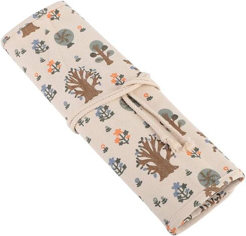 Canvas Roll Up Pencil Bag, Folding Design Large Capacity Storage Pouch with Organized Pockets, for Art Students to Place Color Pens Paintbrush Eraser in Saudi Arabia