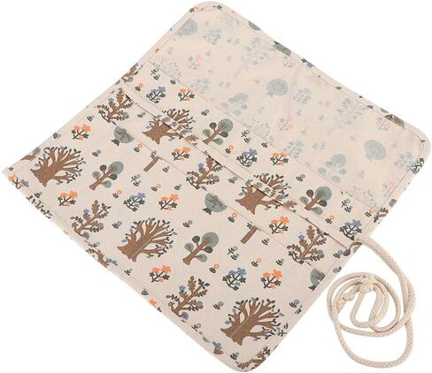 Canvas Roll Up Pencil Bag, Folding Design Large Capacity Storage Pouch with Organized Pockets, for Art Students to Place Color Pens Paintbrush Eraser in Saudi Arabia