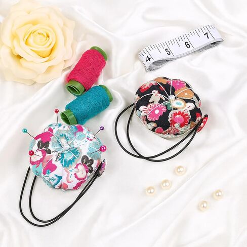 2 Packs Wrist Pin Cushions for Sewing, Pin Cushion Wrist with Elastic Wrists Belt Wearable Pincushion Cute Pumpkin Needle Cushion Pins Holder Sewing for Needlework or DIY Crafts in Saudi Arabia