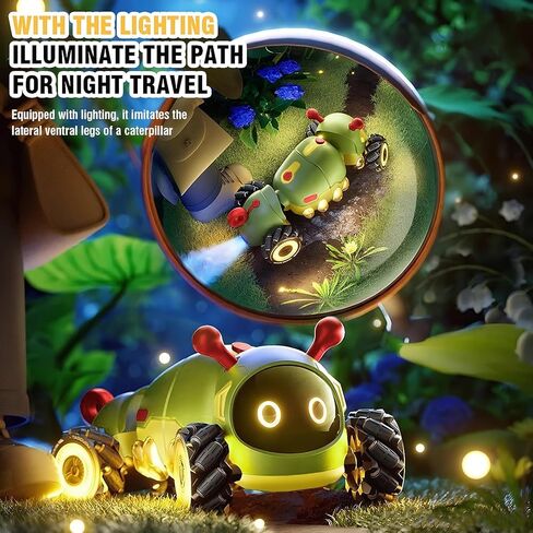ألعاب سيارات RC المثيرة للتحكم عن بعد، شاحنة حيلة تعمل بالتحكم عن بعد بمستشعر للإيماءات وتأثيرات ضوئية، انجراف حيلة بزاوية 360 درجة ومعظم التضاريس، تحويل الدفع الرباعي للطرق الوعرة للأولاد من عمر 3 إلى 12 عامًا للأطفال (البق الأخضر) in Kuwait