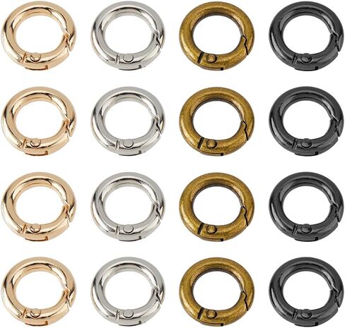 24Pcs 4 Colors Small Spring O Ring 17.5mm Round Snap Clip Key Rings Mini Round Carabiner Clip Necklace Shortener Clasp for Jewelry Bracelets Connector Purse Charm Rings Clasps in Saudi Arabia