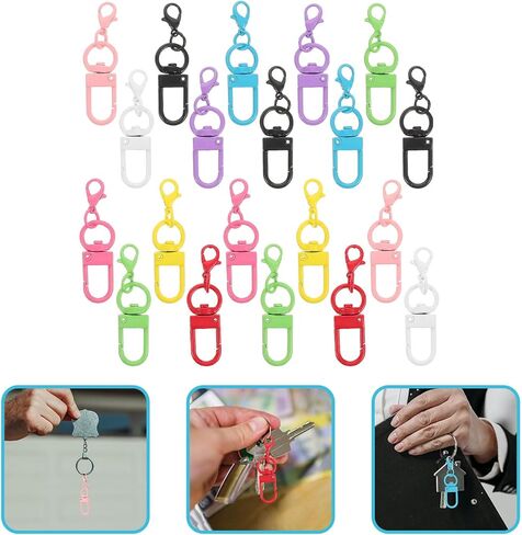 20pcs Swivel Lobster Clasp Keychain Rings for DIY Jewelry Making Colorful Mini Snap Hooks Sturdy Metal Clips for Crafting Bags and Lanyards Accessories in Saudi Arabia