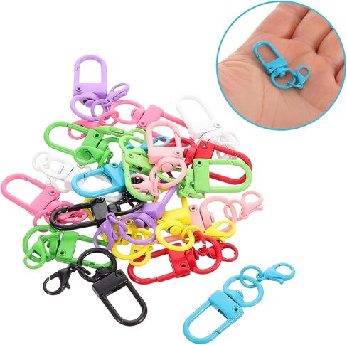 20pcs Swivel Lobster Clasp Keychain Rings for DIY Jewelry Making Colorful Mini Snap Hooks Sturdy Metal Clips for Crafting Bags and Lanyards Accessories in Saudi Arabia
