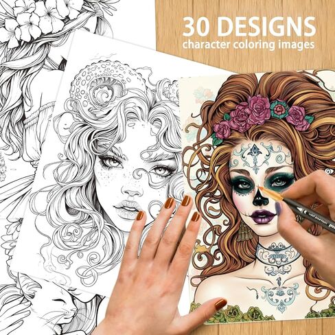 Bomichi Adult Coloring Book for Women, 30 Sheets People Coloring Books for Gift to Relax and Relieve Anxiety in Kuwait