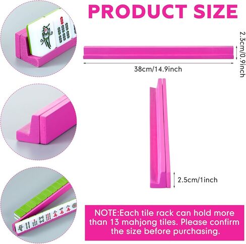 Soulchen 4 Sets Mini Wooden Mahjong Racks with Magnetic （Without The Exposure‑Tile） 14.9’ Pushers Mahjong Tile Rack Set Mahjongs Holders for Dominoes with Built-in Pushers Mahjongs(Rose Red) in Saudi Arabia