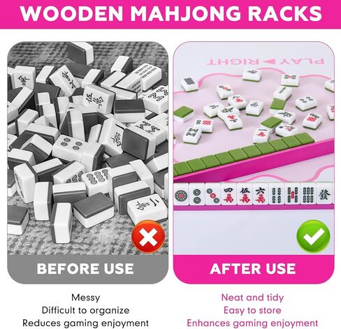 Soulchen 4 Sets Mini Wooden Mahjong Racks with Magnetic （Without The Exposure‑Tile） 14.9’ Pushers Mahjong Tile Rack Set Mahjongs Holders for Dominoes with Built-in Pushers Mahjongs(Rose Red) in Saudi Arabia