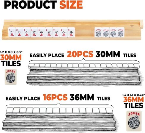 MUTEX American Natural Wood Mahjong Racks with Pushers, 4pcs Mahjong Racks Set for Mahjong/Mexican Train/Dominoes, Elegant Wooden Mahjong Tiles Racks Pusher - 17.5 Inches in Saudi Arabia
