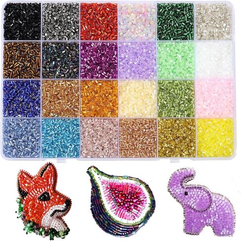 9600Pcs Tube Beads Kit 7mm Glass Bugle Seed Beads for Crafts Jewelry Making Embroidery & Home Decoration in Saudi Arabia