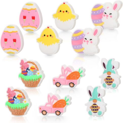 12 PCS Silicone Focal Beads for Pens Characters Round Shaped Silicone Bead for Keychain Making Beads Bulk for Jewelry Making Bracelet Necklace Handmade Crafts in Kuwait