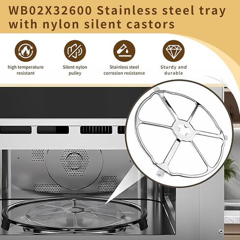 WB02X32600 دعم صينية حلقية دوارة للميكروويف، متوافقة مع موديلات GE ZSB9131N1SS، CTC912P2N1S1، JT3800SH8SS، JK3800DH3WW، CSB912M2N2S5، PK7800SK7SS in Kuwait