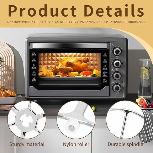 WB02X32600 دعم صينية حلقية دوارة للميكروويف، متوافقة مع موديلات GE ZSB9131N1SS، CTC912P2N1S1، JT3800SH8SS، JK3800DH3WW، CSB912M2N2S5، PK7800SK7SS in Kuwait