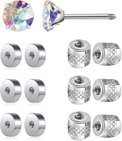 Stainless Steel Screw On Earring Backs Replacements Flat Earring Backs for Studs (Silver/0.8mm-1.0mm) in Saudi Arabia