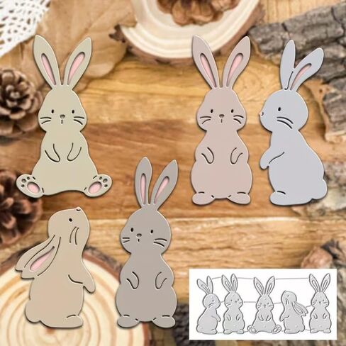 5pcs Rabbits Bunny Dies Metal Die Cuts, Easter Rabbits Bunny Cutting Dies Cut Stencils for DIY Scrapbooking Cards Photo Album Decorative Embossing Paper Dies for Scrapbooking Card Making in Saudi Arabia