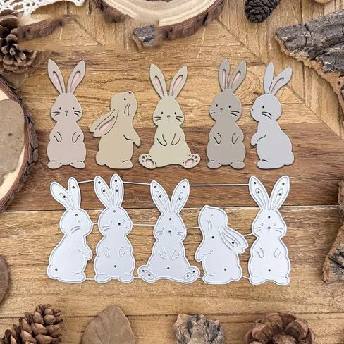 5pcs Rabbits Bunny Dies Metal Die Cuts, Easter Rabbits Bunny Cutting Dies Cut Stencils for DIY Scrapbooking Cards Photo Album Decorative Embossing Paper Dies for Scrapbooking Card Making in Saudi Arabia