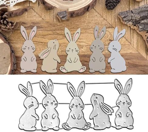 5pcs Rabbits Bunny Dies Metal Die Cuts, Easter Rabbits Bunny Cutting Dies Cut Stencils for DIY Scrapbooking Cards Photo Album Decorative Embossing Paper Dies for Scrapbooking Card Making in Saudi Arabia