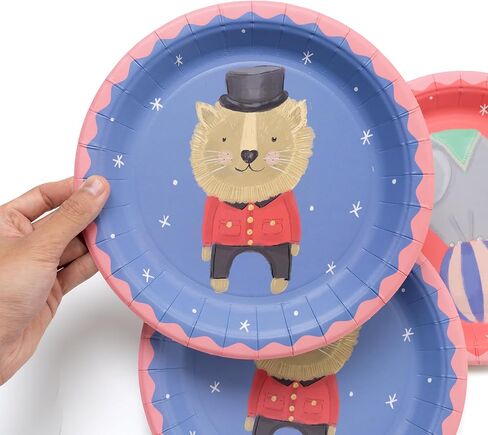 Cheerland Circus Party Paper Plates Carnival Animals Elephant Lion Disposable Tableware For Circus Themed Kids Birthday Baby Shower Party Favors - 24 pcs in Saudi Arabia