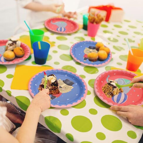 Cheerland Circus Party Paper Plates Carnival Animals Elephant Lion Disposable Tableware For Circus Themed Kids Birthday Baby Shower Party Favors - 24 pcs in Saudi Arabia