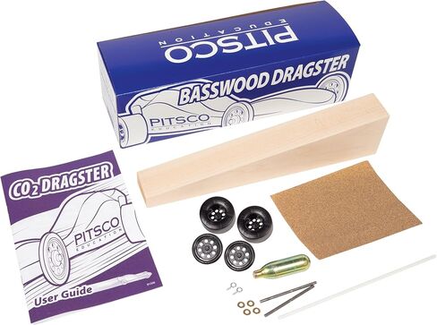 مجموعة Pitsco Education Balsa CO2 Dragster KIT، فردية، تعليم العلوم والتكنولوجيا والهندسة والرياضيات، الصفوف 6-12، تتوافق مع مواصفات مسابقة CTSO in Kuwait