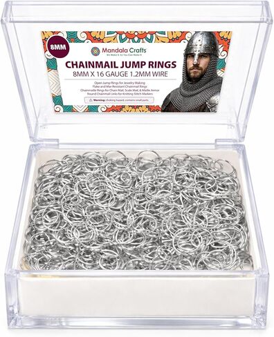 Chainmail Ring - Chain Maille Jump Ring - Open Aluminum Color Jump Ring Chain Mail Kit for Armor Scale Maille Necklace Jewelry Making Copper Tone 15 Gauge 11mm 2000 PCs by Mandala Crafts in Saudi Arabia