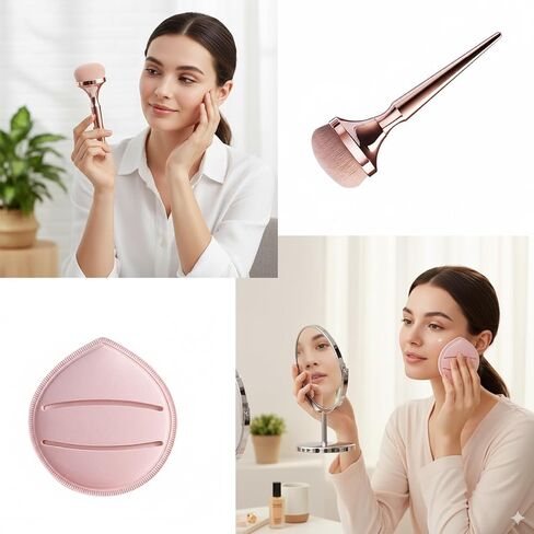 فرشاة كبيرة للبودرة المعدنية، فرشاة غبار للأظافر، فرشاة مكياج كريم الأساس، فرشاة بودرة وفرشاة أحمر الخدود للمكياج اليومي (ملون)... in Kuwait